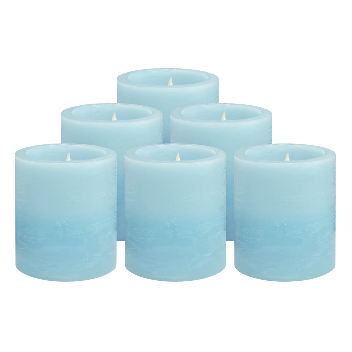 FURORA LIGHTING Blue Marble Real Wax Flameless Candles - 2" W x 2.2" H Votive, LED Flicker, 6-Pack, Batteries Included, Wedding & Spa Decor