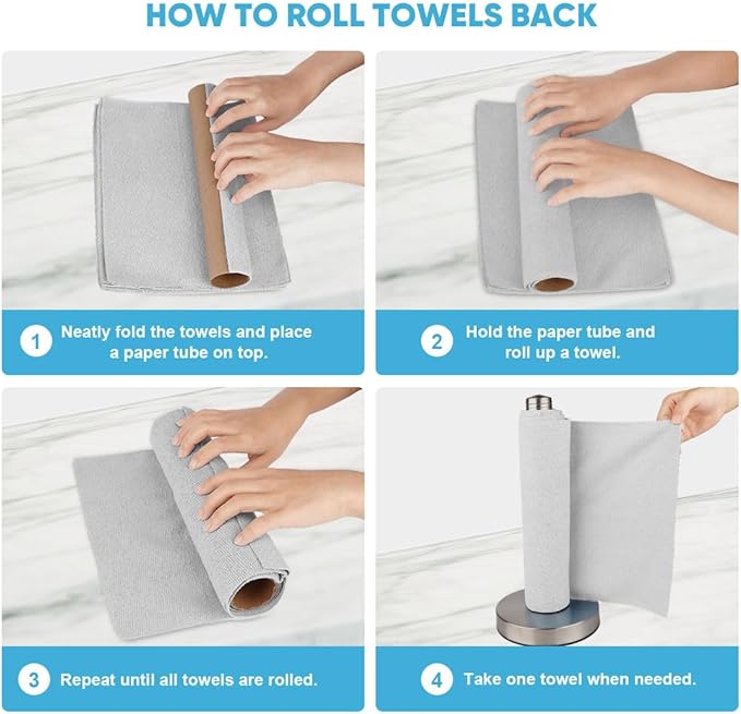 AIDEA Microfiber Cleaning Cloth Roll, Reusable Paper Towels Tear Away Cloth
