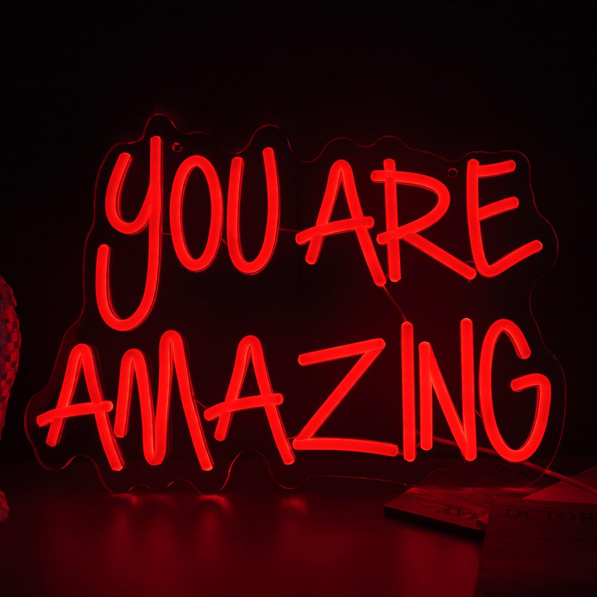 You Are Amazing Neon Sign, Dimmable LED Neon Signs for Wall Decor, USB Powered Neon Light Sign Wall Art for Bedroom Christmas Party Classroom, Postive Aesthetic Decoration 15.35 x 11.81"
