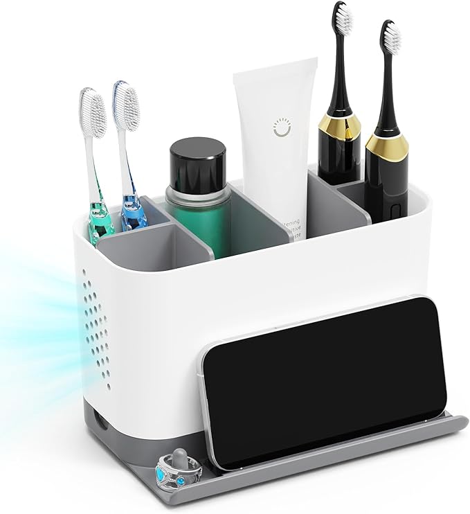 Toothbrush Holders for Bathrooms, Adjustable 6 Slots Electric Toothbrush and