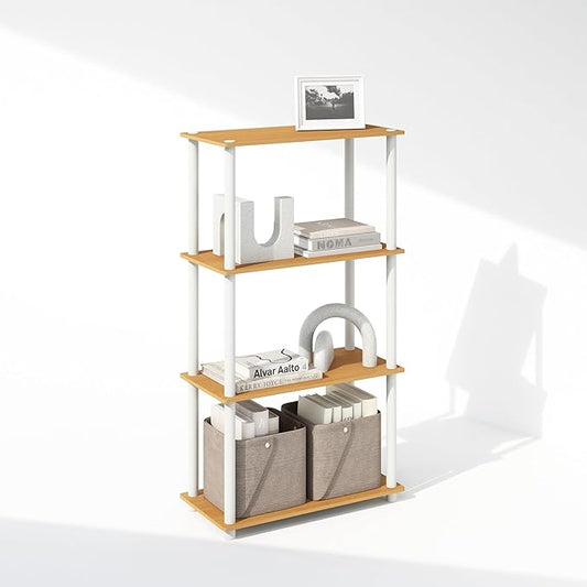 Furinno Turn-N-Tube Book Shelf, 4-Tier Bookshelf, Bookcase