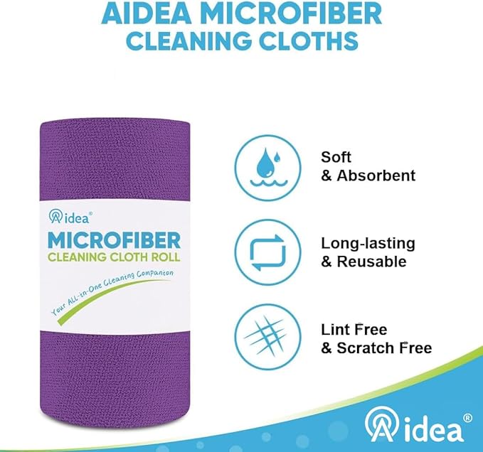 AIDEA Microfiber Cleaning Cloth Roll, Reusable Paper Towels Tear Away Cloth