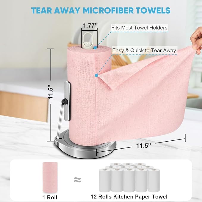 AIDEA Microfiber Cleaning Cloth Roll, Tear Away Reusable Paper Towels, Car