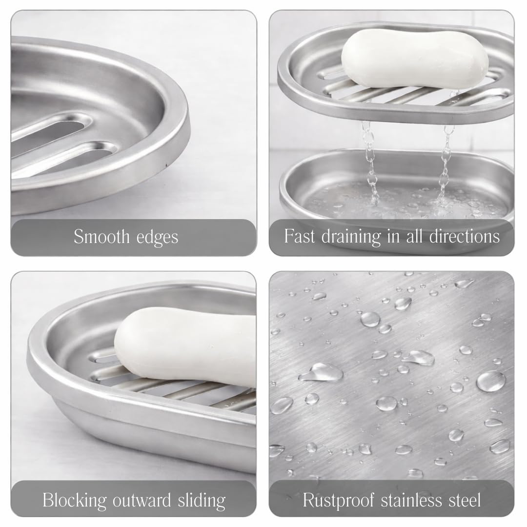 Chandler Stainless Steel Soap Dish for Shower & Bathroom Sink – Heavy Duty Metal Soap Holder, Hanging Soap Holder, Brushed Nickel Soap Dish with Drainage, Anti-Rust Stainless Steel Soap Bar Holder