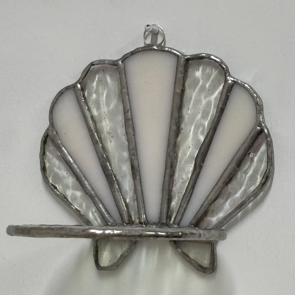 Handmade Stained Glass Seashell Candle Holder, Tiffany Style Glass Suncatcher Wall Sconce, Art Decorative Candlestick for Home Bathroom Living Room Beach House Ornament, Ideal Holiday Birthday Gift
