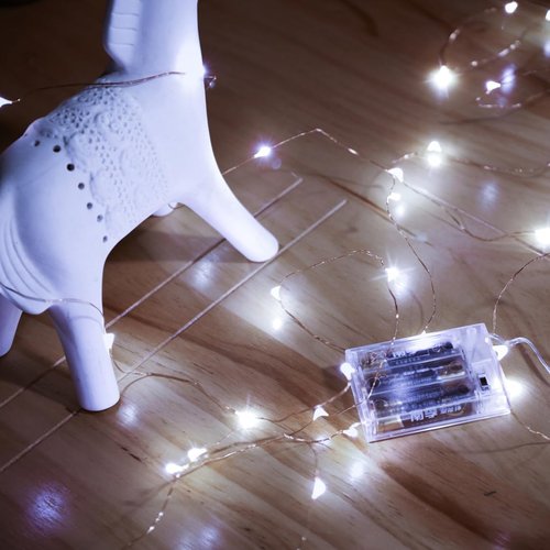 Ariceleo LED Fairy Lights - Battery Operated Mini Copper Wire String Lights | 5m/16ft Cool White for Bedroom, Weddings & Parties