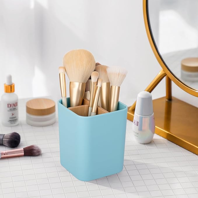 Bamboo Toothbrush Holder for Bathrooms, 3 Slots Toothbrush and Toothpaste