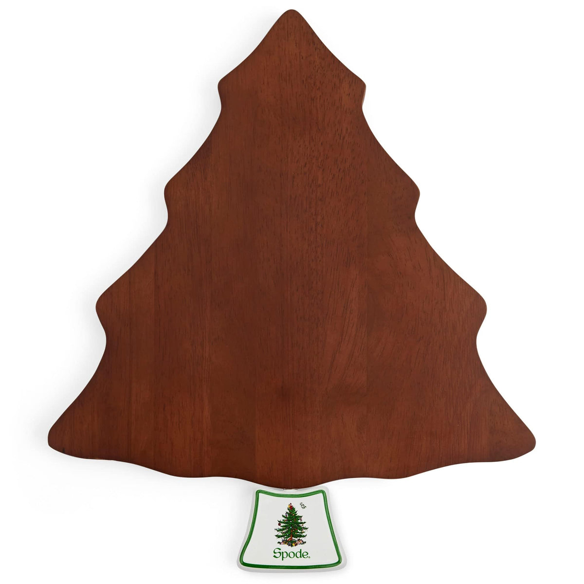 Spode Christmas Tree Cheese Board & Spreader Set (2-Piece) – 13" Acacia Wood Cheese Serving Board with Handled Spreader – Festive Serveware for Holiday Entertaining, Charcuterie & Appetizers