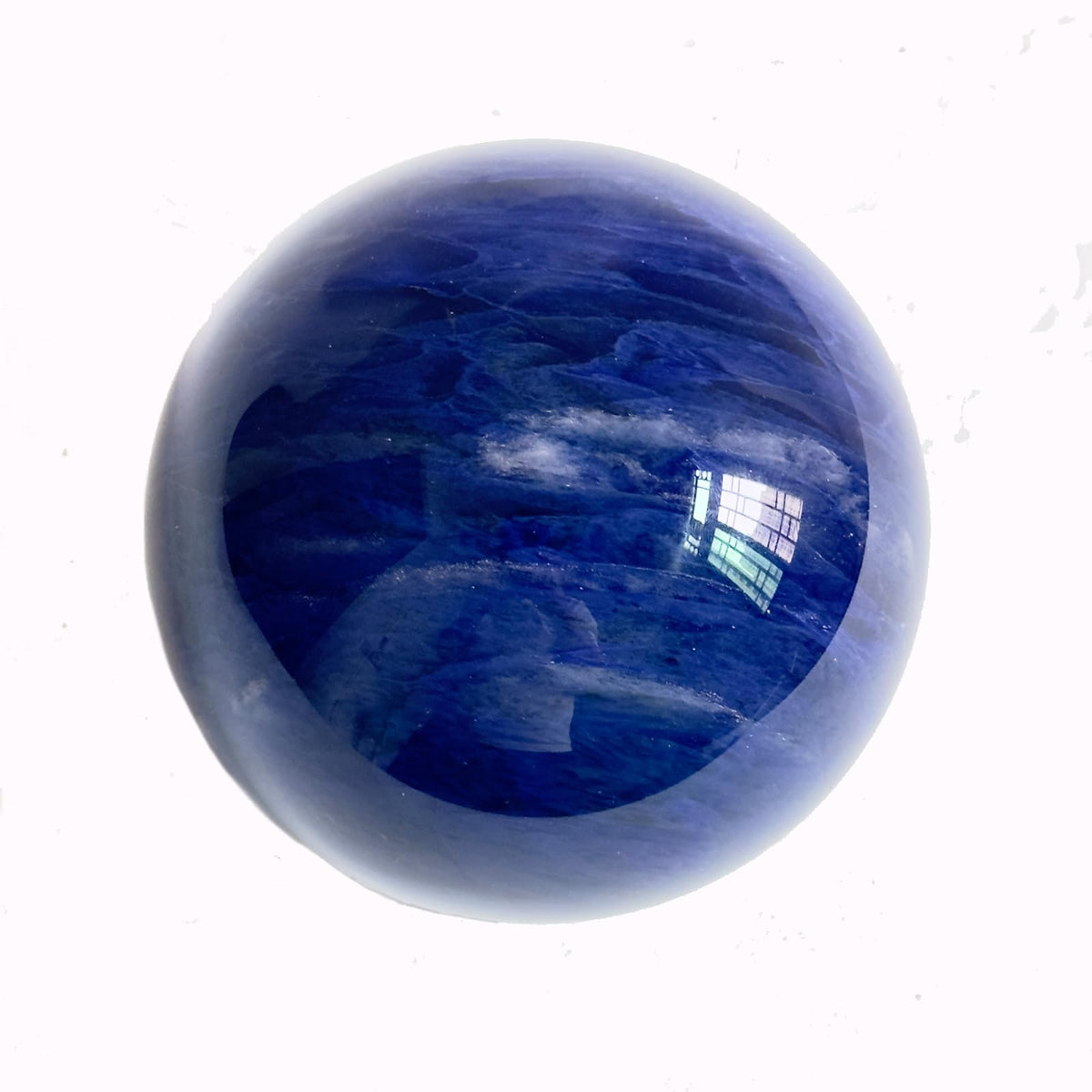 Lodkksg Blue Crystal Ball(100mm-3.93 inches) with Display Stand—Natural Sapphire Sphere for Decoration and Divination