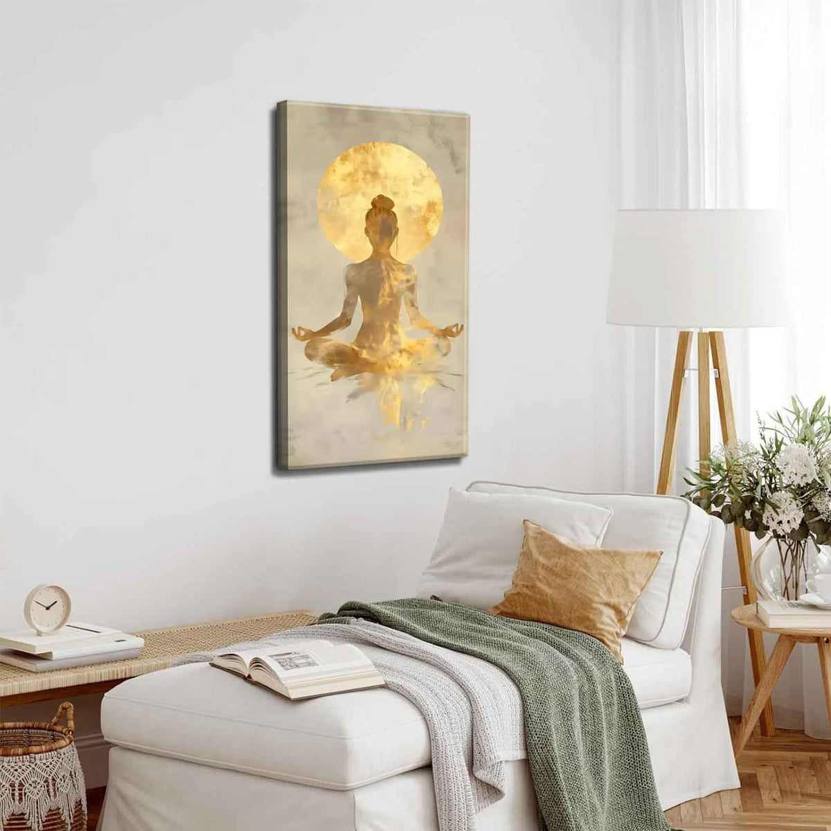 Large Zen Canvas Wall Art Modern Abstract Yoga Gold Meditation Decor Picture Tranquil Aesthetic Spa Posters Prints for Bathroom Spiritual Living Room Girl Bedroom Decoration