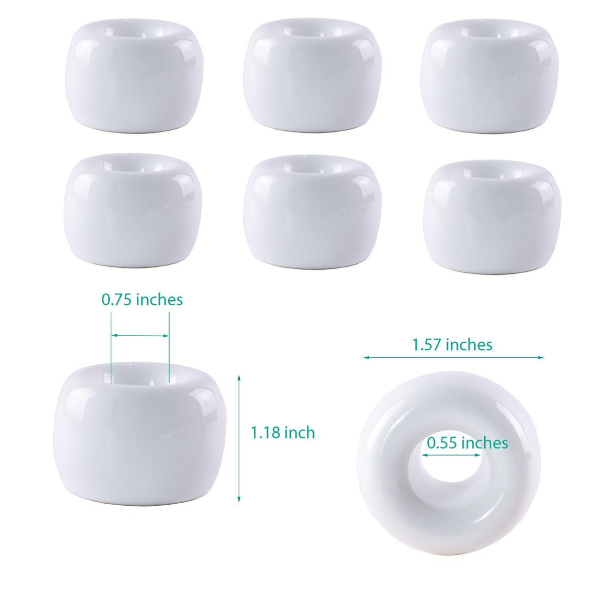 NiuYichee Set of 6 Sleek Mini Ceramics Toothbrush Holder, Small Ceramic Ring, Perfect Size for Bathroom Vanity Countertops