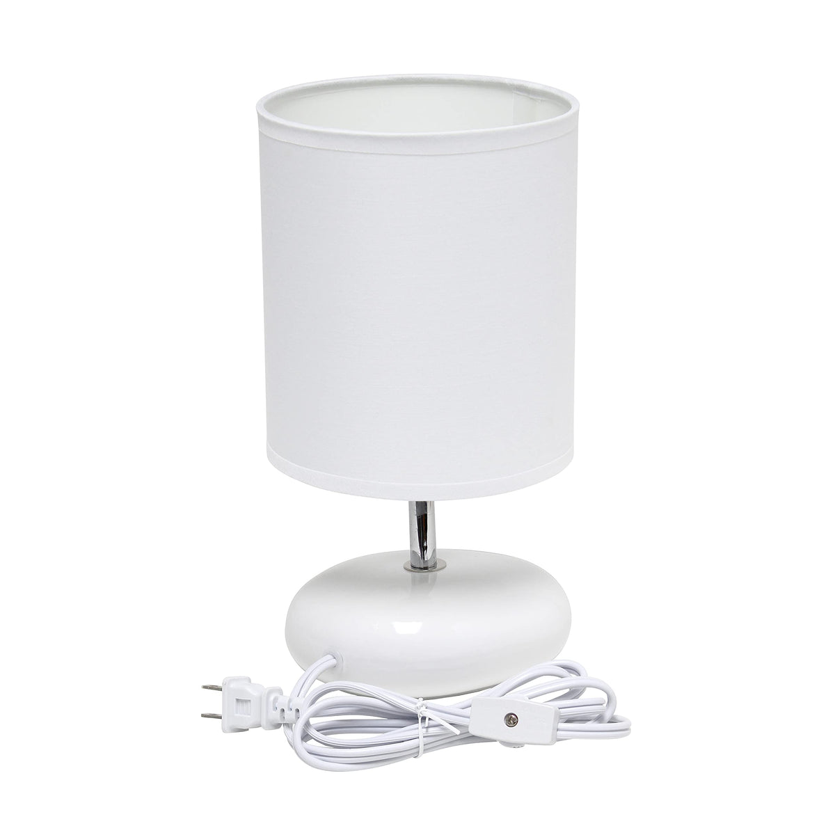 Simple Designs LT2005-WHT Stonies Small Stone Look Table Desk Bedside Lamp, White