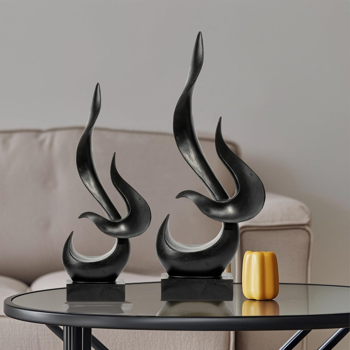 Paytonture Gold Fire Flame Sculpture, Modern Abstract Resin Statue, Art Statue Home Decor for Living Room TV Stand Coffee Table Shelf Accents Decor.（Small）