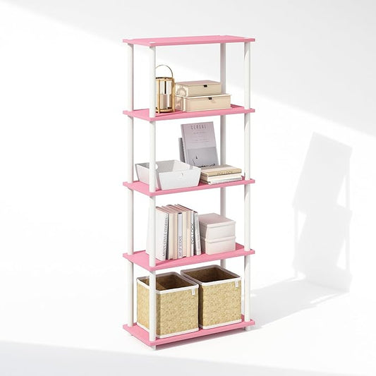 Furinno Turn-N-Tube Book Shelf, 5-Tier Bookshelf, Bookcase