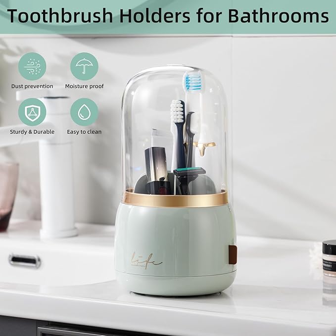 Toothbrush Holders for Bathrooms, Rotating 7 Slots Electric Toothbrush Holders
