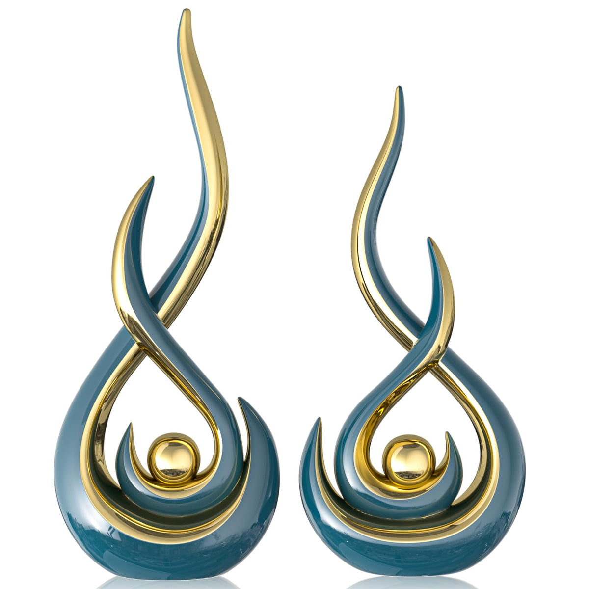 Teal Modern Abstract Art Home Decor Accent,Contemporary Statues Coffee Table Decor for Living Room,Table Centerpieces for Dining Room,Ceramic Sculptures Knick Knacks for TV Stand Show Piece (Green)