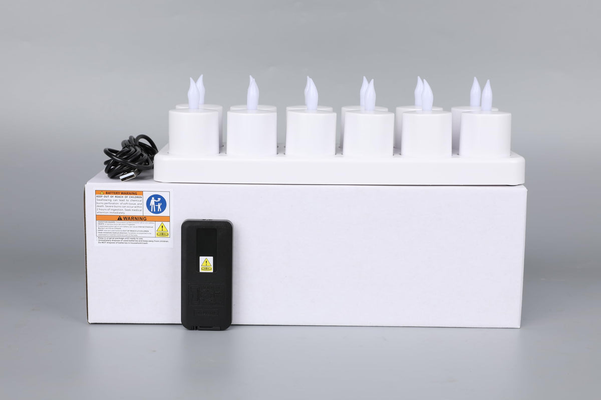 WoneNice 12 pcs USB Rechargeable Flameless Candles with Remote & Timer, LED Tea Lights for Wedding Christmas Lanterns Emergency Home Decor