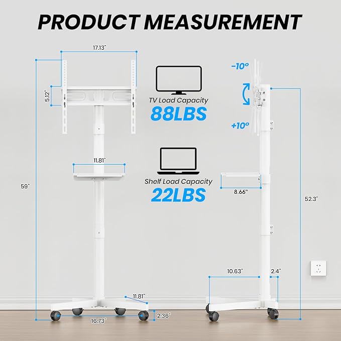 Mobile TV Cart for 23-60 Inch LCD LED OLED Flat Curved Screen TVs