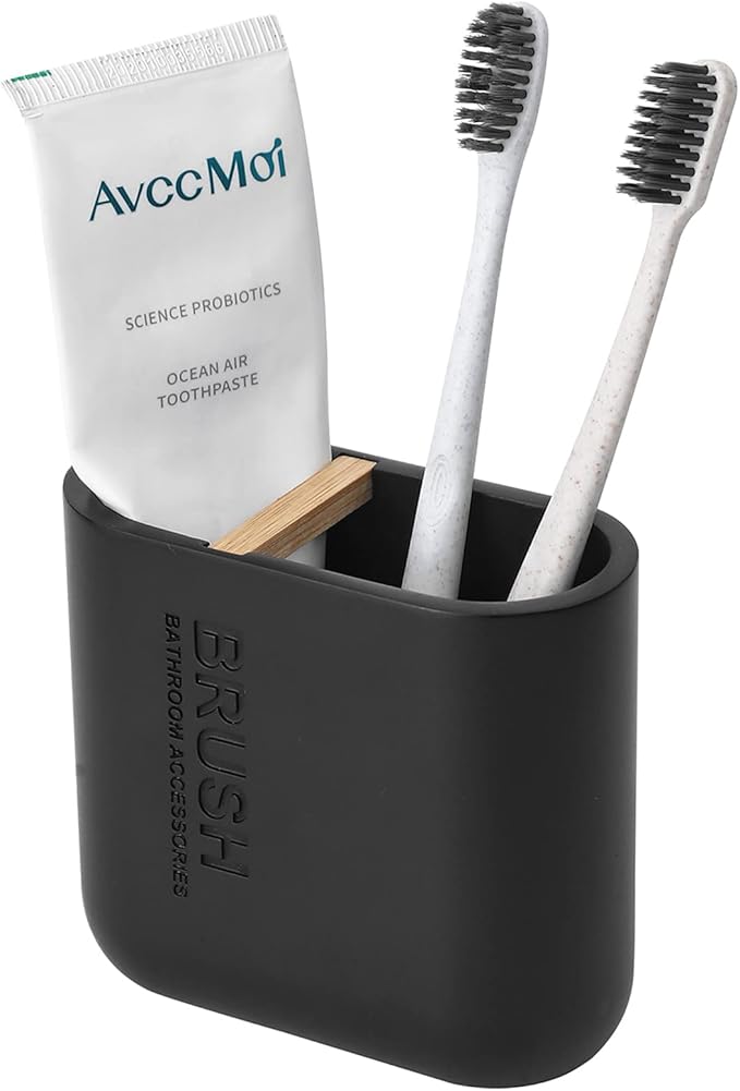 rejomiik Toothbrush Holders Resin Bamboo Tooth Brushing Holder