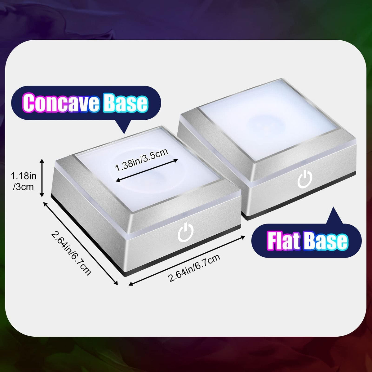 EEEKit 2PCS LED Light Display Base for 3D Crystal Glass Art, 6 Colors Square Flat Spherical Recess Show Crystal Ball Display Stand