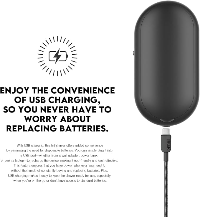 Rechargeable Fabric Shaver, Lemontec Battery-Operated Lint Remover & Sweater