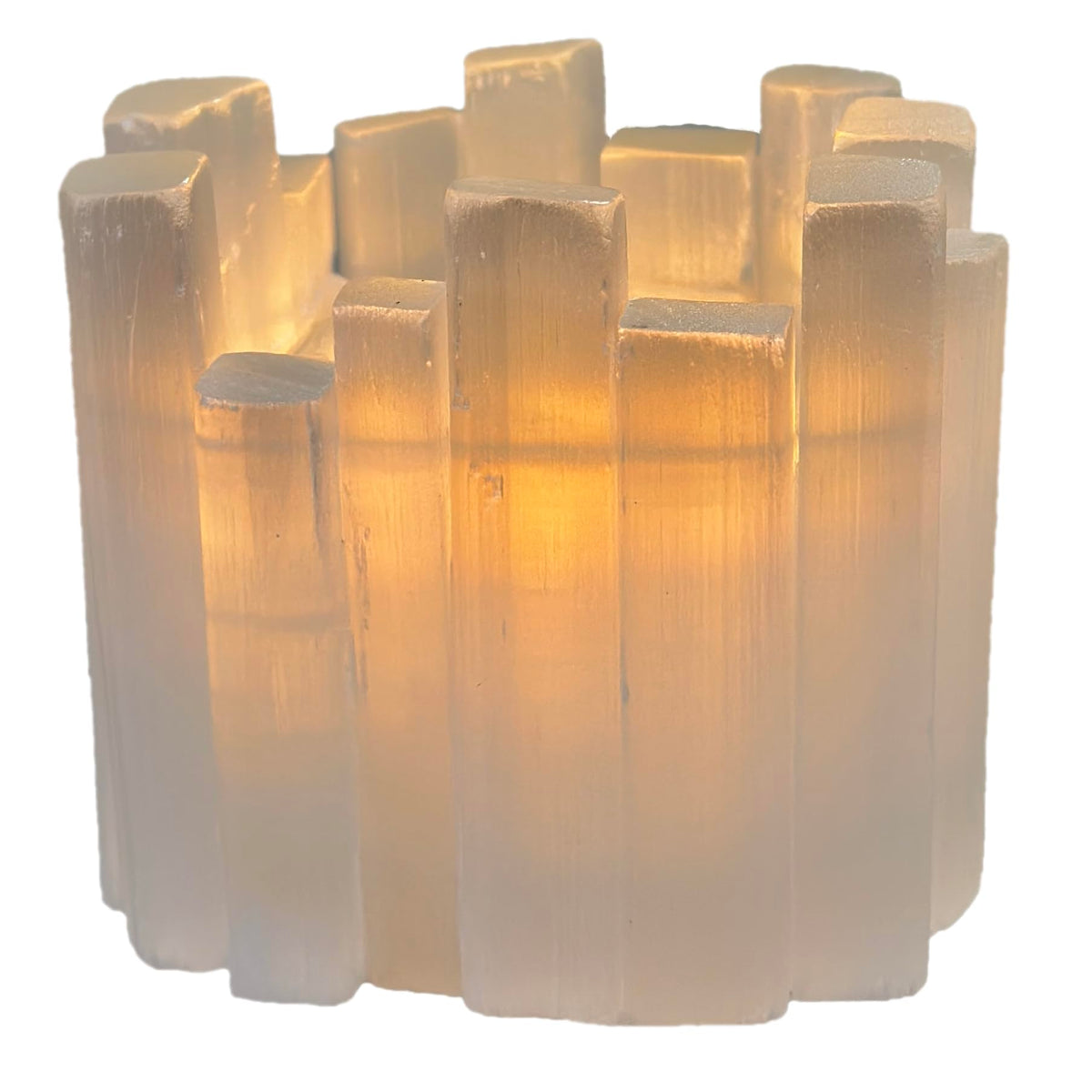 Selenite Tea Light Holder, Natural Selenite Crystal Candle Holders with Different Shapes, for Home Decor, Meditation, Yoga, Reiki, Gifts (Square Irregular Cup)