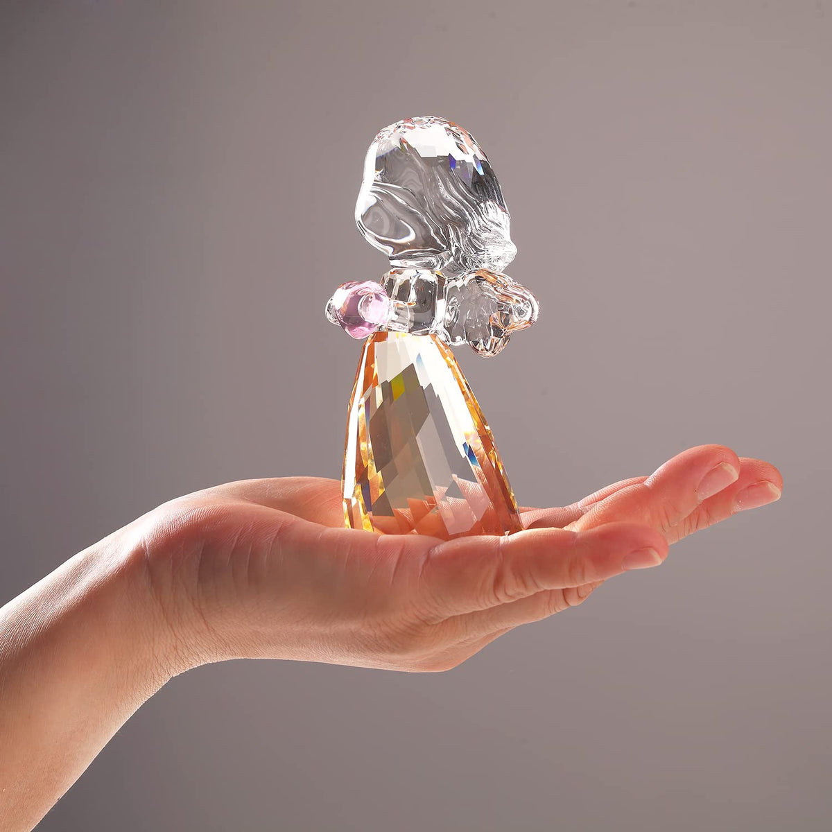 DOJOZ Crystal Little Angel Christmas Birthday Gifts Cherub Figurine Paperweight Decor Ornaments Art Collecible (Purple)
