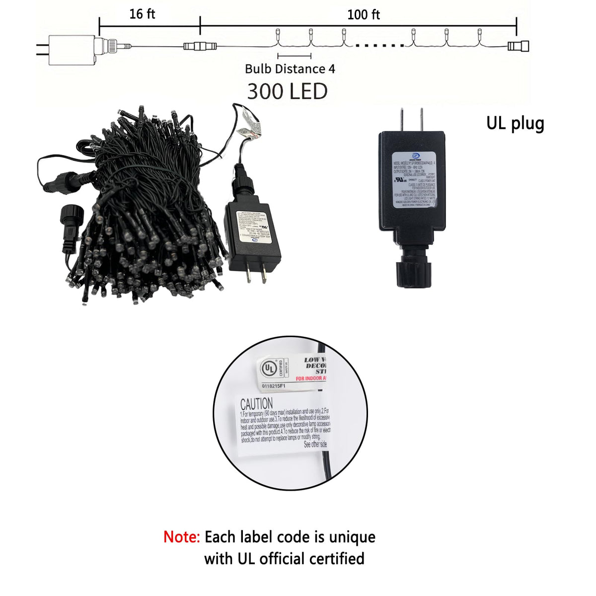 Kwaiffeo White Christmas Lights, 100ft 300LED Connectable Waterproof String Light Outdoor Indoor, 8 Modes Twinkle Light for Room Bedroom Wedding Holiday Outside Tree Decorations