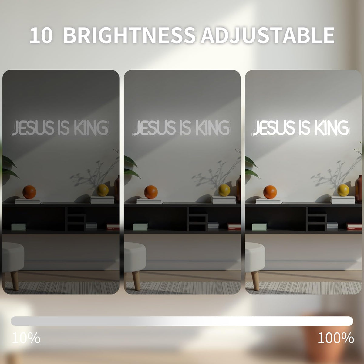Vveikea Jesus Is King Neon Sign Jesus Led Sign Dimmable Christ Is King Neon Light Sign Easter Lights God Light Up Sign for Christian Wall Decor Easter Christmas Gifts