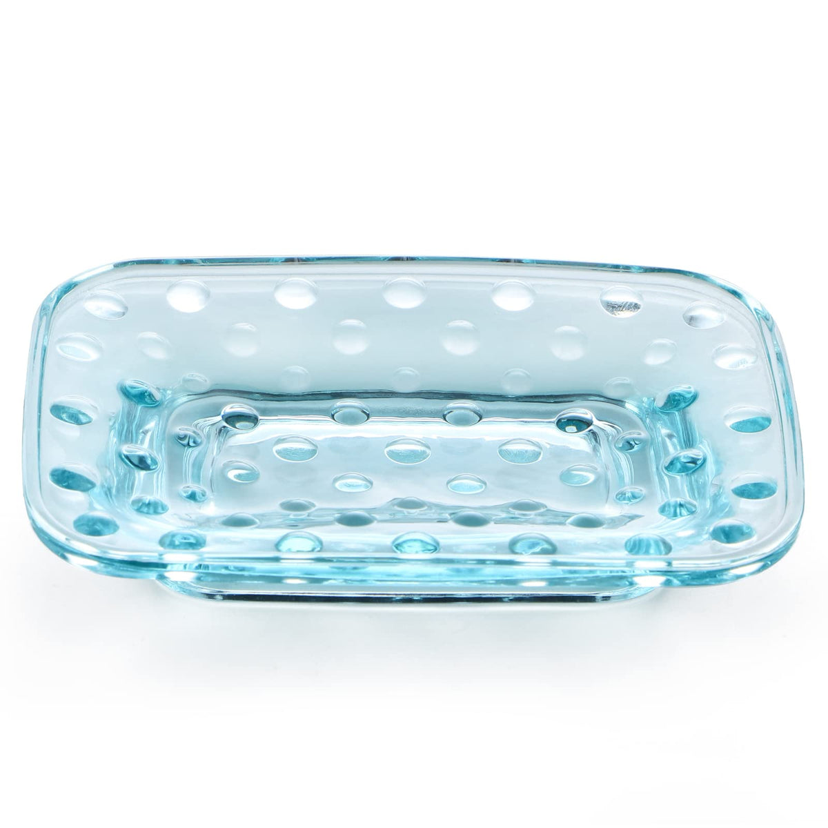 MDLUU 2-Pack Glass Bar Soap Dish, Embossed Bar Soap Holder, Decorative Soap Saver Tray for Shower, Bathtub, Bathroom Sink, Kitchen Sink (Square)