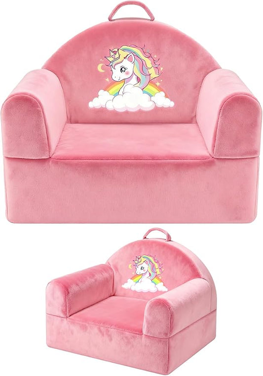 Kids Sofa Chair with Removable Washable Cover & Magic-Tape Backrest Toddler