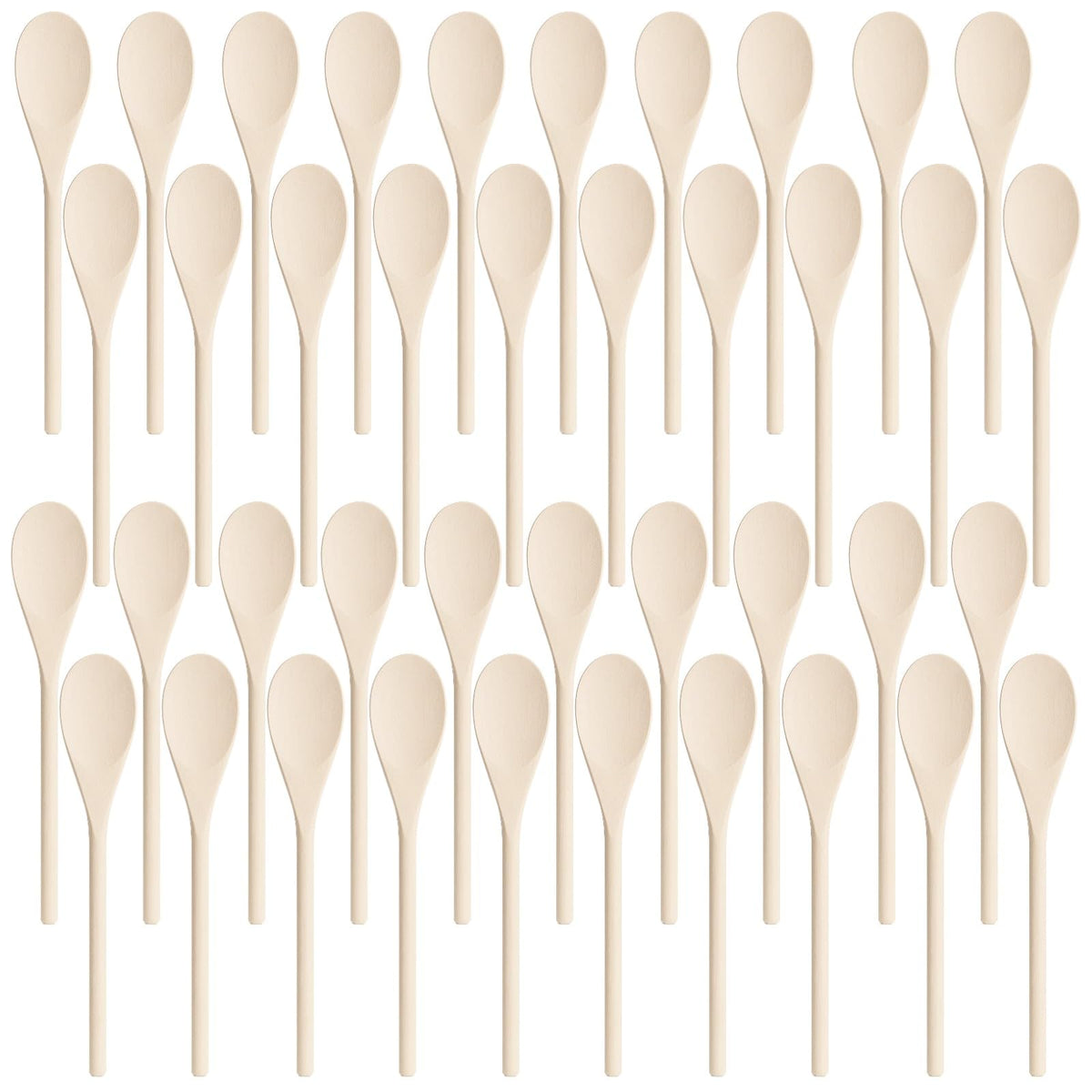 50 PCS Wooden Spoons for Crafts - 9.8 Inches Kitchen Wooden Spoons for Crafts, Long Handle Wood Spoons Oval Wood Mixing Spoons Baking Mixing Serving Craft Utensils