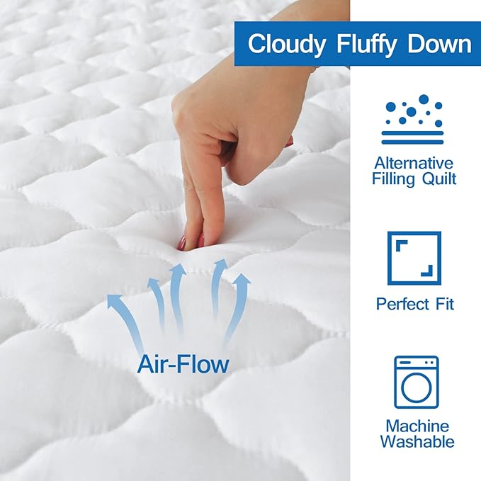 Full Mattress Pad Waterproof Mattress Protector, Quilted Full Size Mattress