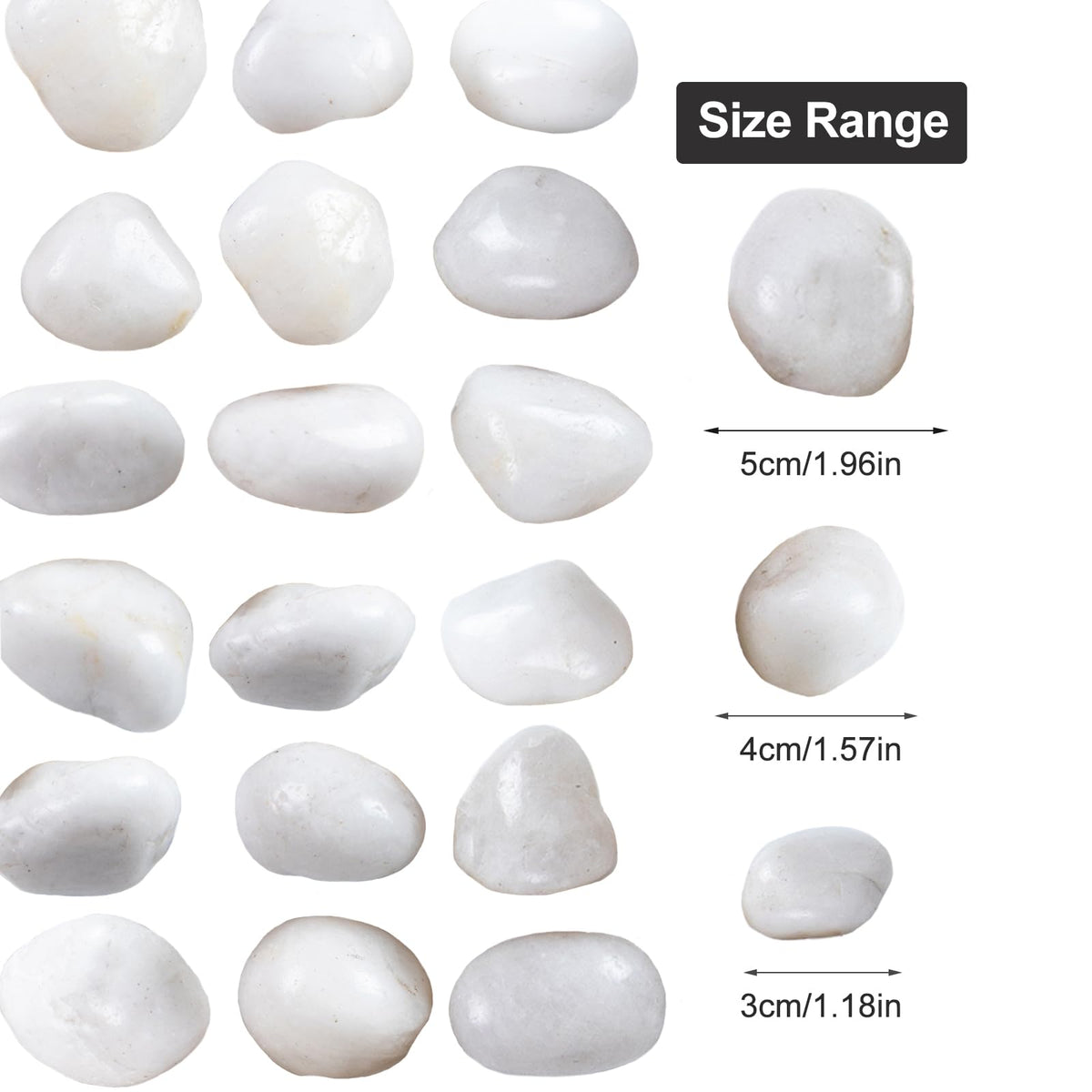 Lechloris 20Ib White River Rocks for Landscaping- High Polished Pebbles for Plants-Garden Decorative Stones-1-2 Large Plant Rocks,Ideal for Aquarium, Home Decor