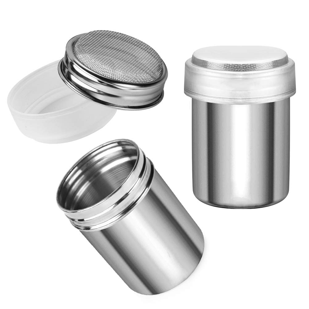 Accmor 7oz Powdered Sugar Shaker Duster Set, Flour Sifter Cinnamon Shaker Stainless Steel Fine Mesh Dredges Shakers for Cinnamon Flour Salt Pepper Baking