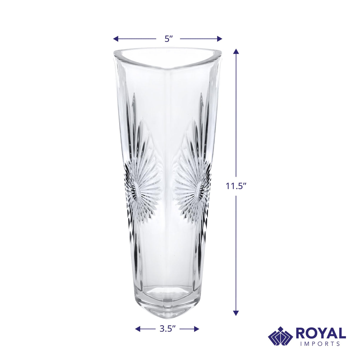 Crystal-Look Glass Flower Vase Centerpieces for Tables 11.5" x 5" Star Design Glass Vase Candle Holders Wedding Decor Vases for Centerpieces, Home & Event Decorations - Royal Imports