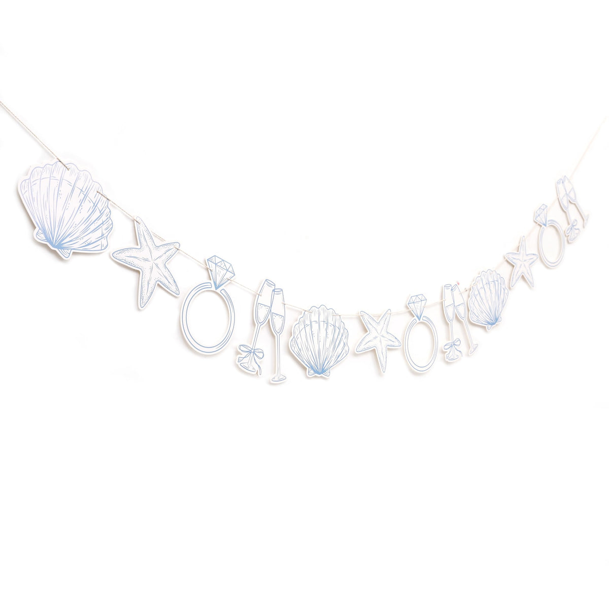 Last Toast On The Coast Banner - Coastal Bachelorette Decor,Seashell Garland Blue Bridal Shower Beach Party Banner,Seashells And Wedding Bells Garland (banner-1)