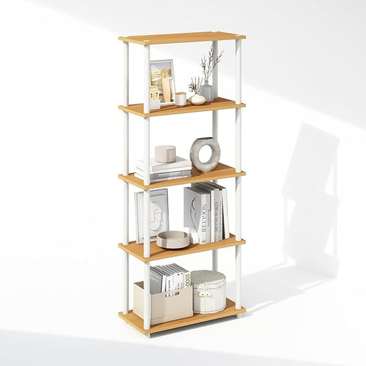 Furinno Turn-N-Tube Book Shelf, 5-Tier Bookshelf, Bookcase