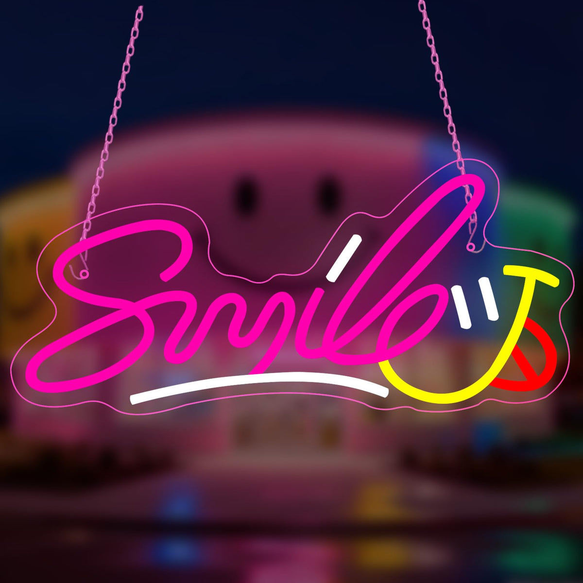 Smile Neon Sign, LED Light up Signs for Bedroom Bar Home Shop Game Room Kids Room Dental Clinic Decor, Gift for Christmas, Birthday