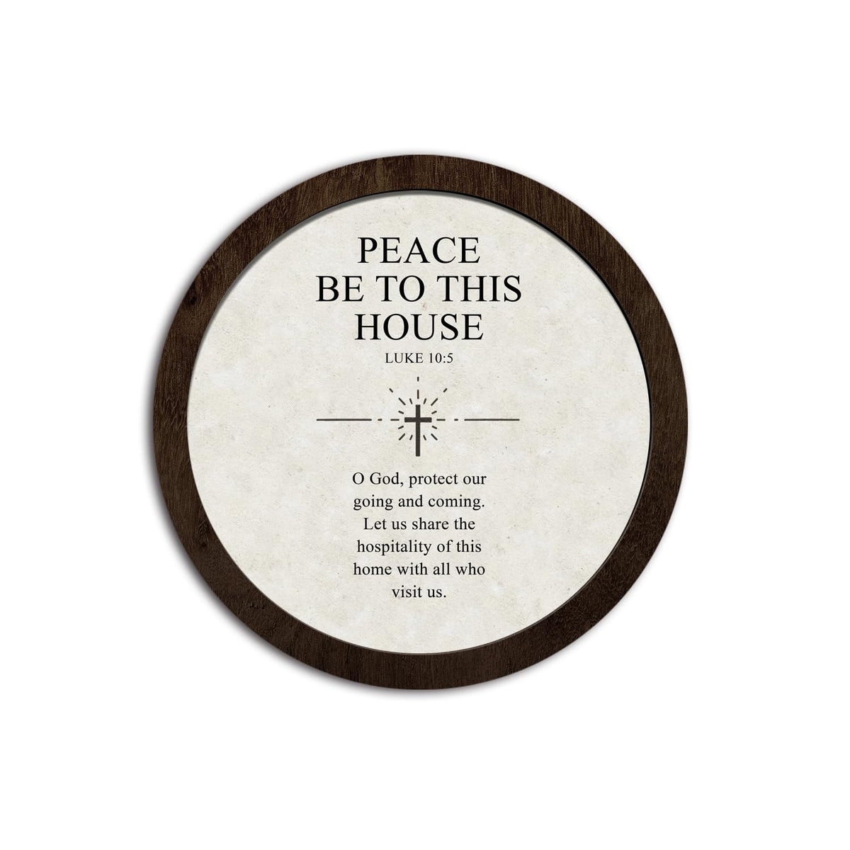 CFFJLHN Christian Bible Verse Wall Art Decor, Peace Be to This House Religious Scripture Round Hanging Wall Decor for Home Bedroom Living Room Church Prayer Room, 10x10 Inch