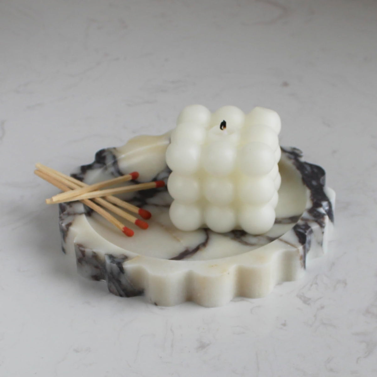 Natural Small Calacatta Viola Marble Scallop Edge Tray 6.3", Marble Jewelry Dish, Trinket Tray for Women Gift