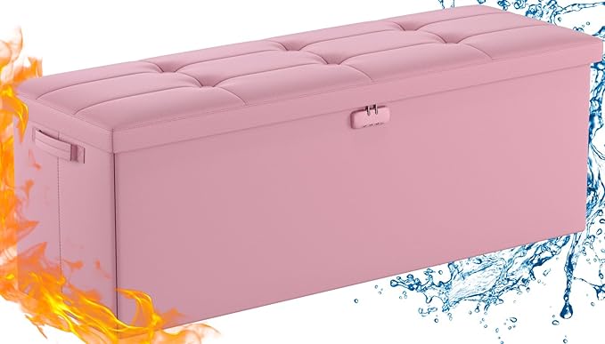 DocSafe Storage Ottoman Bench, Fireproof＆Waterproof Folding Bench