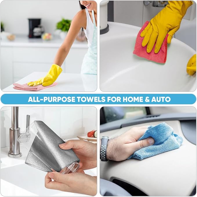 AIDEA Microfiber Cleaning Cloth Roll, 75PK Red, Reusable Paper Towels Tear Away