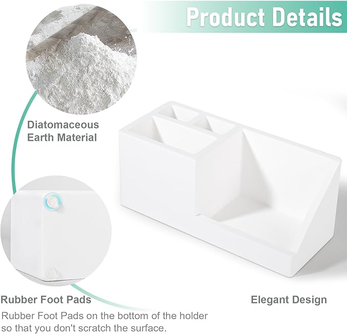 Diatomite Toothbrush Holders for Bathrooms, Quick Dry Electric Tooth Brush and