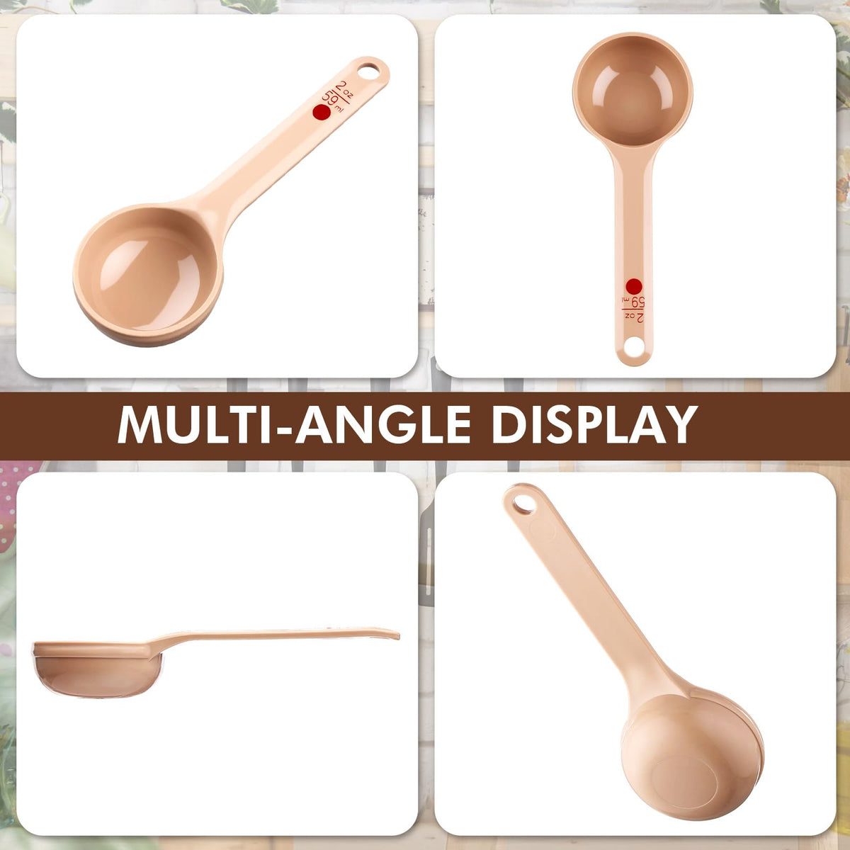 Teenyyou 20 Pcs Foodservice Products Measure Spoon with Short Handle 2 Ounces Measuring Scoop Food Grade Solid Portion Control Spoon for Oatmeal Creatine Coffee Grains Spices Powders