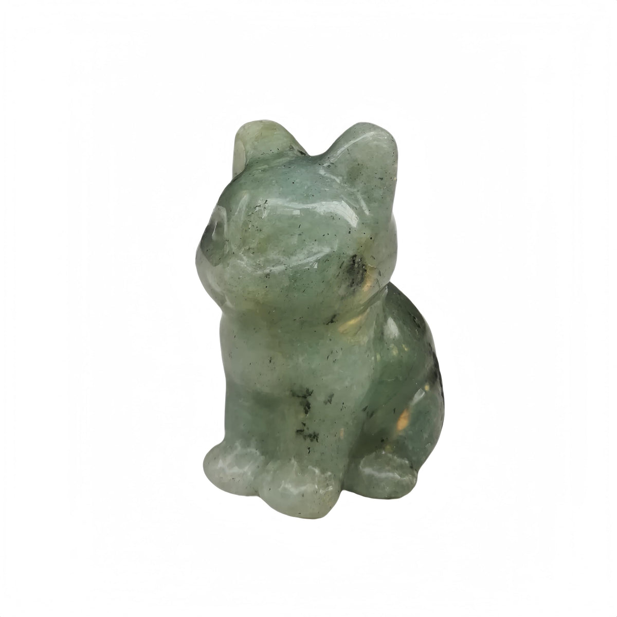 Bacatgem Natural Labradorite Big Faced Cat Crystals and Healing Stones Figures Collectibles,1.5 Inchs Hand Carved Gemstone Animal Sculpture Home Decor for Cat Lovers