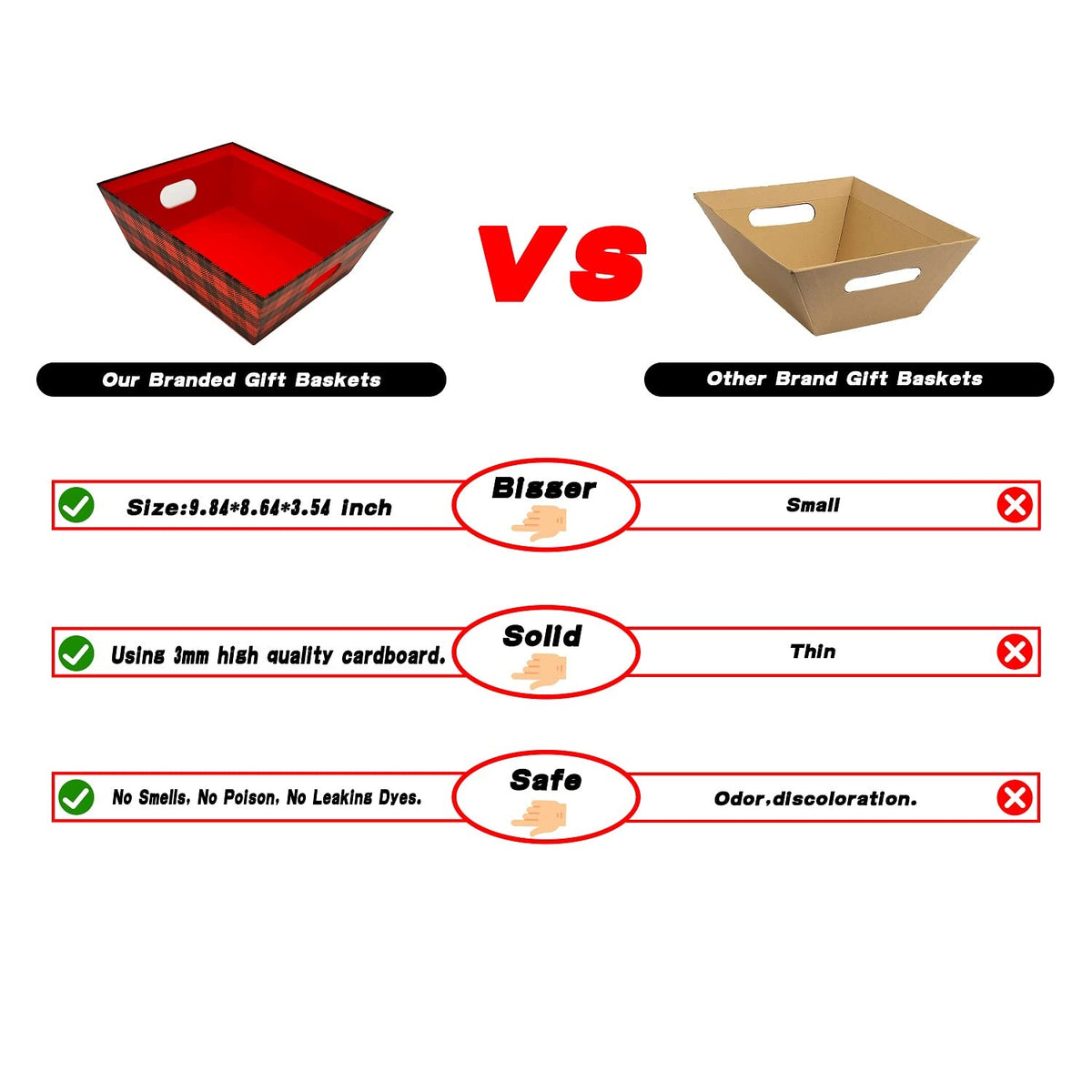 Basket For Gifts Empty, 5 PCS Sturdy Diy Bulk Gift Basket Kraft Market Tray Cardboard Basket With Handles, Gift Baskets Kit Supplies Wrap To Fill For Valentines Christmas Weddings Anniversaries