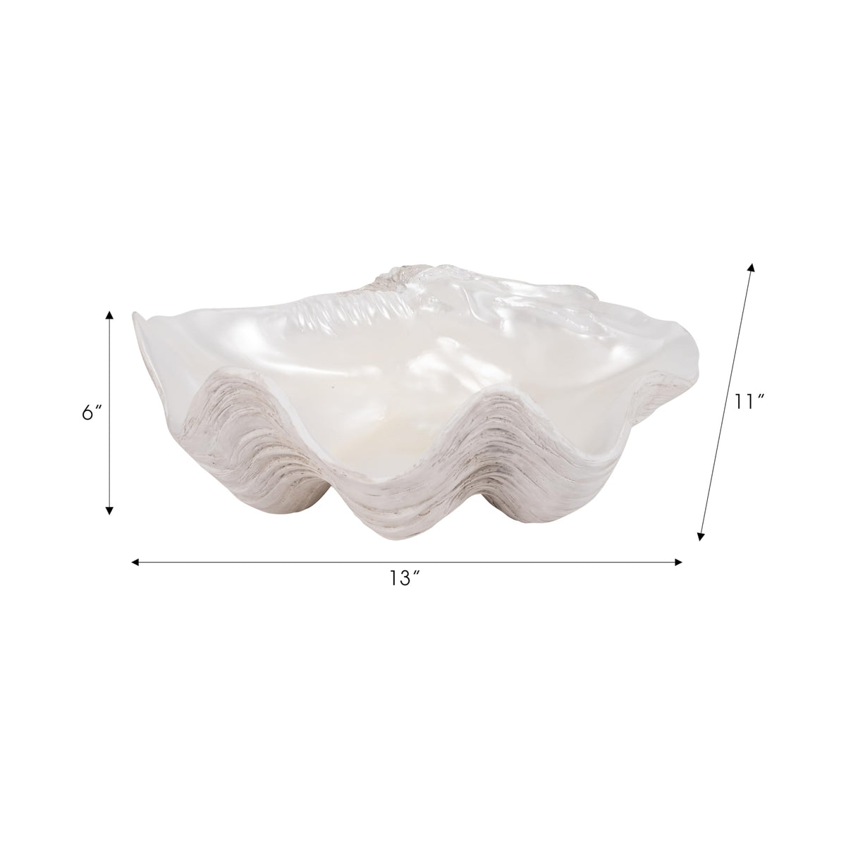 Textured Shell Decorative Bowl for Coffee Centerpiece Table Accent - Wavy Edge Design for Home, Kitchen Counter, or Catchall Dish - Coastal Basin for Key and Candy Bowl - 5", Ivory & Tan