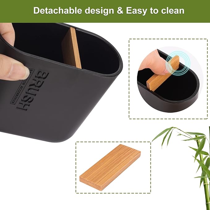 Toothbrush Holders Bamboo Electric Toothbrush Holder Bathroom Storage Organizer