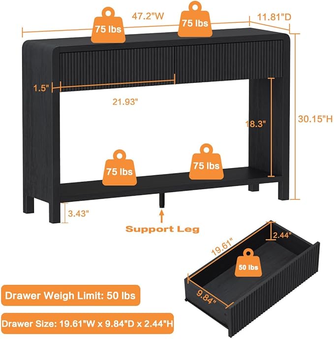 FATORRI Console Table for Entryway, Modern Sofa Table